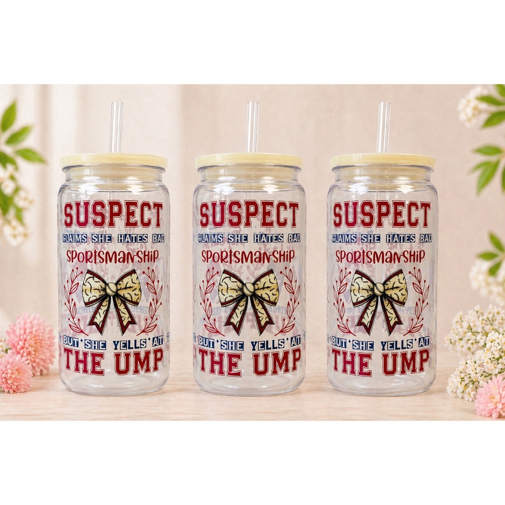 Baseball Mom Suspect Tumbler, Funny Sports Mom Plastic Cup w/ Straw